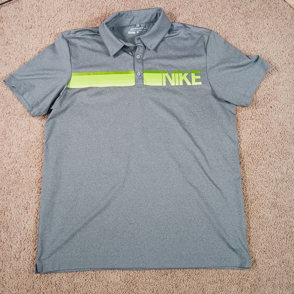 NIKE GOLF MENS GRAY/GREEN SPORT POLO SHIRT SIZE LARGE - Picture 8 of 8